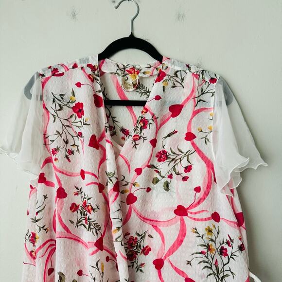 Victoria's Secret gold label Floral Heart Robe Pink Flutter Sleeve & gown - Picture 3 of 13